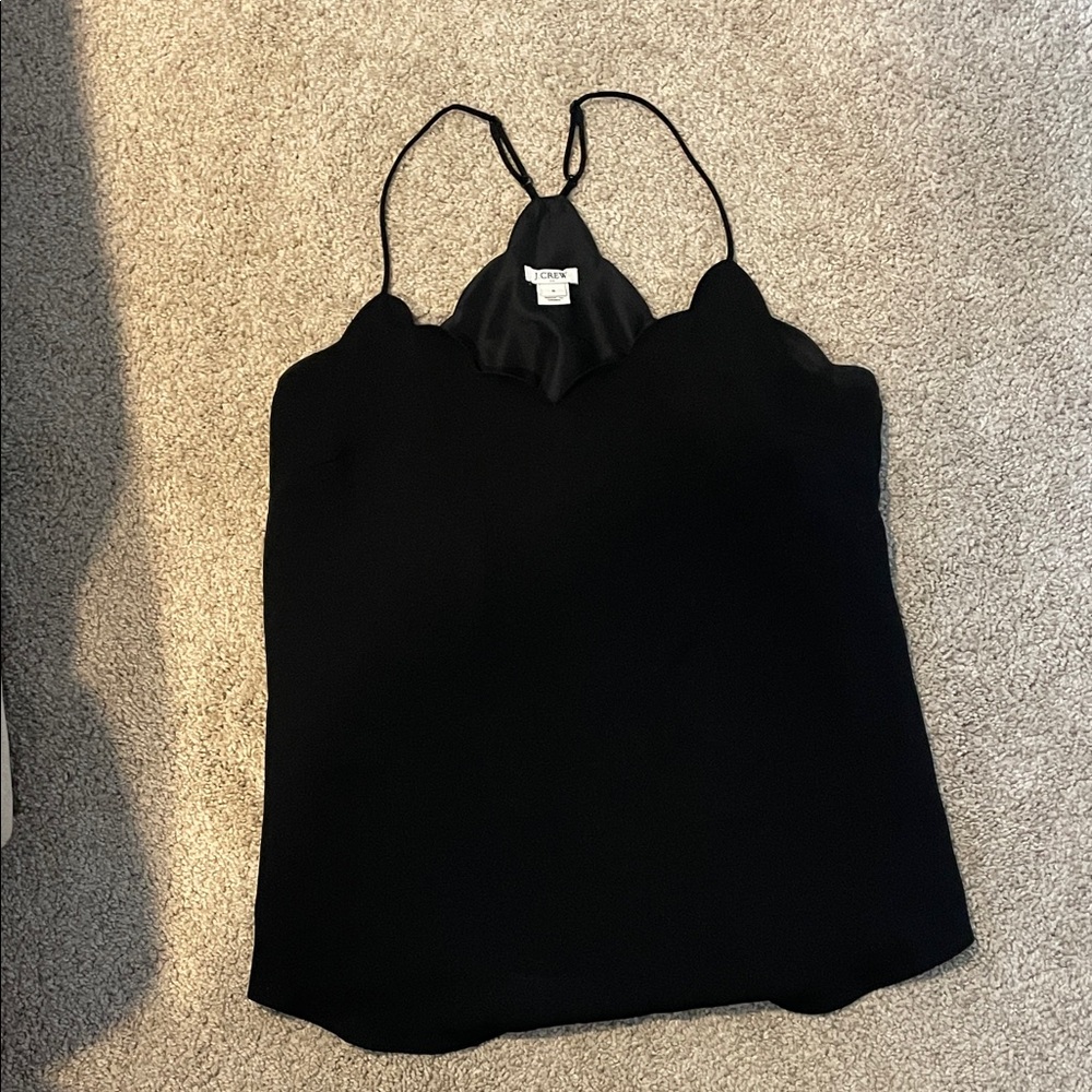 J. Crew Black Scalloped Tank Top